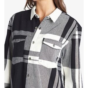 Roxy Black and White Checkered Flannel Shirt